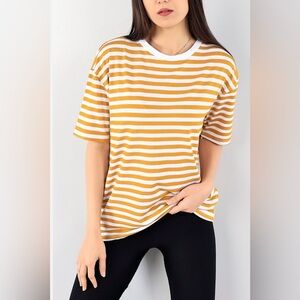 Joan Rivers Mustard and White Striped Tee